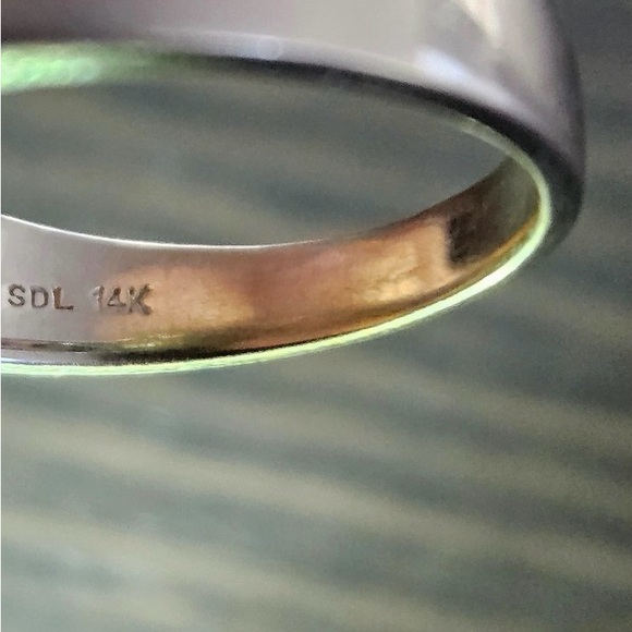 14K two toned yellow white Gold natural diamond men’s wedding band ring size 11 - Picture 4 of 5